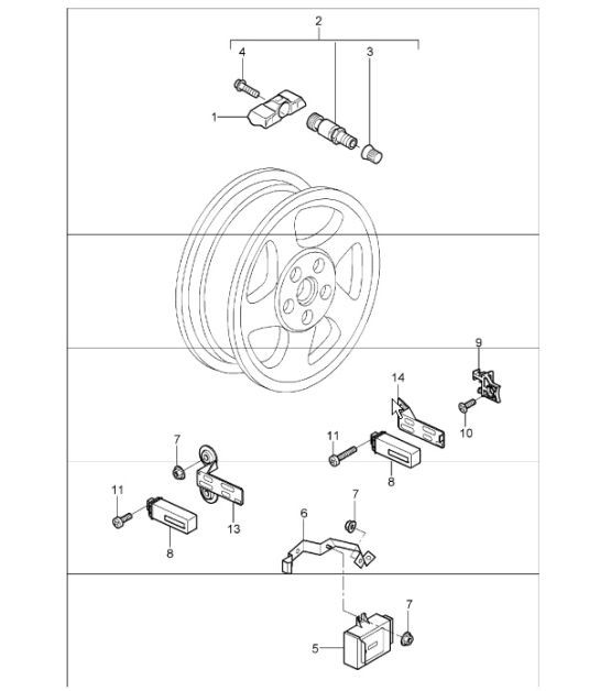Diagram 601-05 Porsche 996 C4 3.6L 09/01-2005 Wheels, Brakes