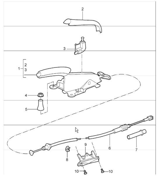 Diagram 701-05 Porsche Boxster 986/987/981（1997 年 - 2016 年） 手柄系统、踏板组 