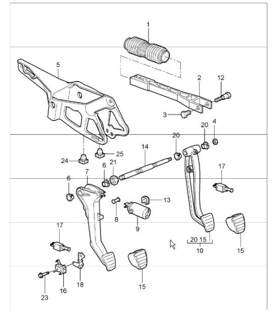 Diagram 702-00 Porsche 卡宴 S/GTS 4.8L 2007>> 手柄系统、踏板组 