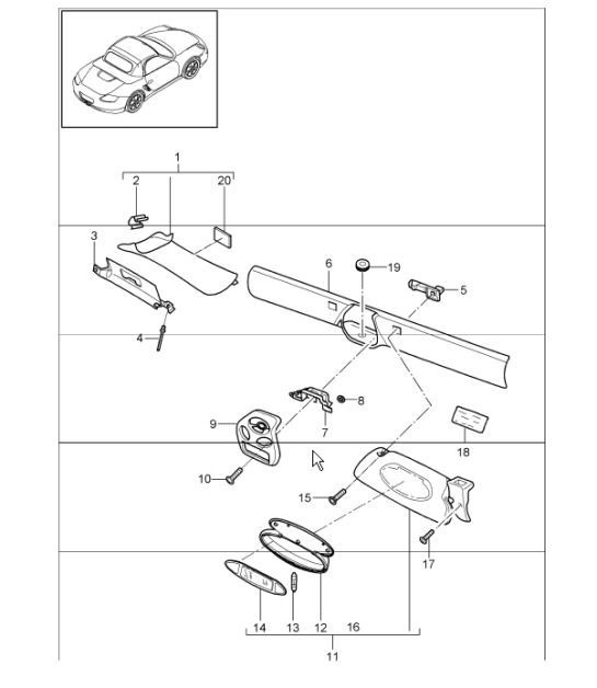 Diagram 807-09 Porsche Boxster 986/987/981（1997 年 - 2016 年）  车身