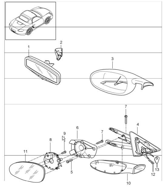 Diagram 809-10 Porsche Boxster 986/987/981 (1997-2016) Carrosserie