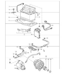 battery, power distributor, starter, generator 987 Boxster / Boxster S 2005-08