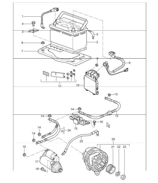 Diagram 902-05 Porsche 996 C4 3.6L 09/01-2005 Materiale elettrico