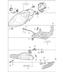headlamp, additional headlamp and direction indicator light 987 Boxster / Boxster S 2005-08