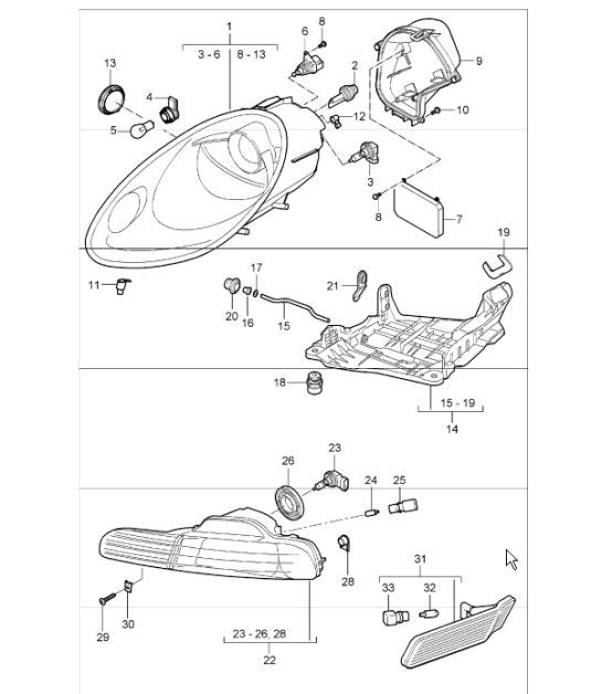 Diagram 905-01 Porsche Cayenne 9PA1 (957) 2007-2010 Electrical equipment