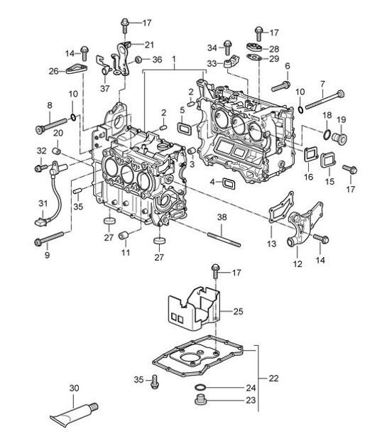 Diagram 101-005 Porsche Cayman 987C/981C (2005-2016) Moteur