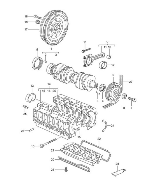 Diagram 102-000 Porsche Cayman 987C/981C (2005-2016) Moteur
