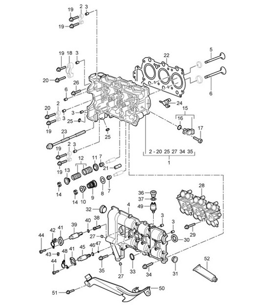 Diagram 103-000 Porsche Cayman 987C/981C (2005-2016) Moteur