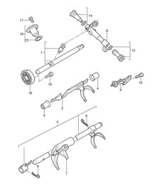 Manual gearbox / Shift rods / Shift forks - G8701+ PR:481,  - 987C.1 Cayman 2.7L 2007-08