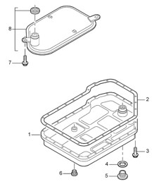 Tiptronic / oil filter / oil sump - A8702,A8721+ PR:249 - 987C.1 Cayman 2006-08