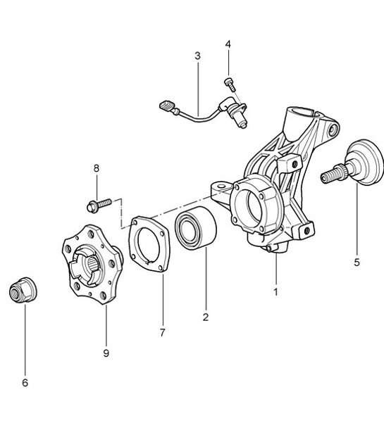 Diagram 401-005 Porsche Cayman 987C/981C（2005-2016 年） 前轴、转向 