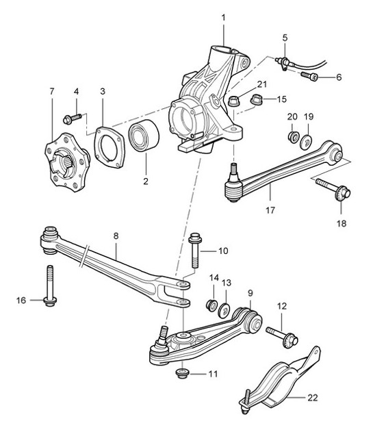Diagram 501-000 Porsche 卡宴 9PA1 (957) 2007-2010 后轴