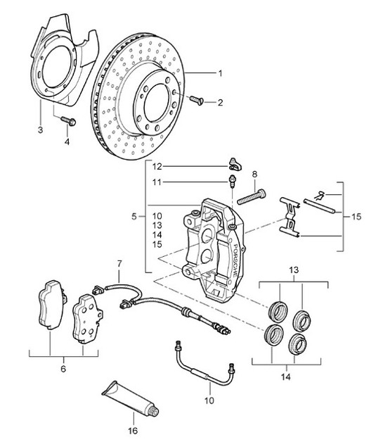 Diagram 602-000 Porsche 997 MKII Carrera C4S 3.8L 2009> Ruedas, Frenos