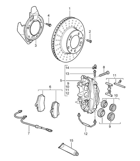 Diagram 603-000 Porsche 996 C2 3.4L 1997-08/01 Ruedas, Frenos