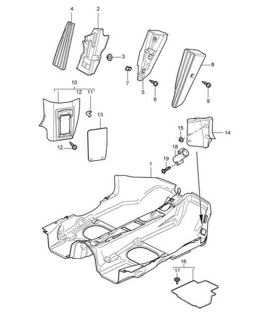 Diagram 807-002 Porsche Cayman 987C/981C (2005-2016) Carrocería