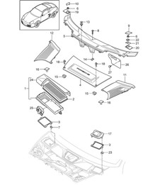 Particulate filter / Cowl panel covering 987C.1 Cayman 2006-08