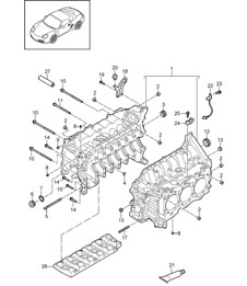 Crankcase housing (Model: A120, A121) 987C.2 Cayman 2.9L / 3.4L 2009-12