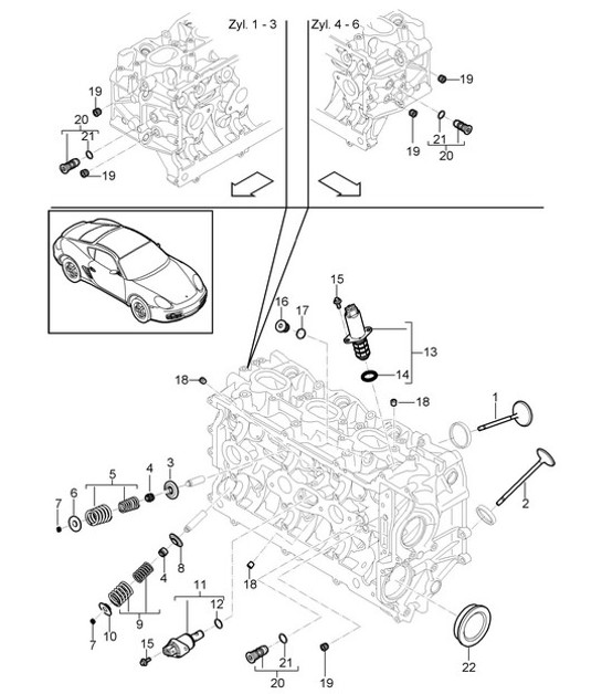 Diagram 103-005 Porsche Cayman 987C/981C (2005-2016) Moteur