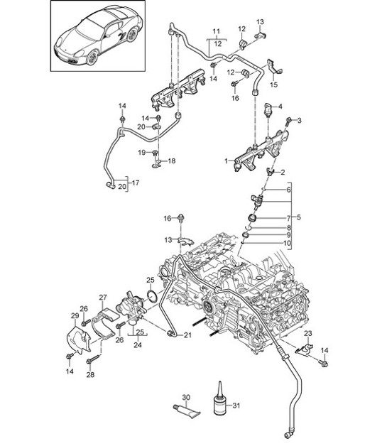 Diagram 107-005 Porsche 996 C4 3.6L 09/01-2005 Motore