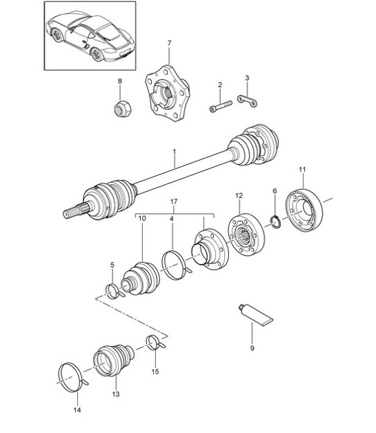 Diagram 501-005 Porsche Cayenne MK1 (955) 2003-2006 Asse posteriore
