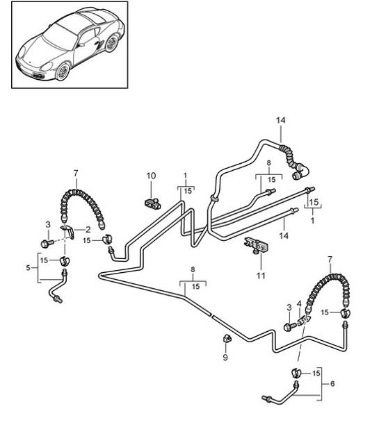 Diagram 604-015 Porsche 开曼 S 3.4L 987C 2005-08 车轮、制动器