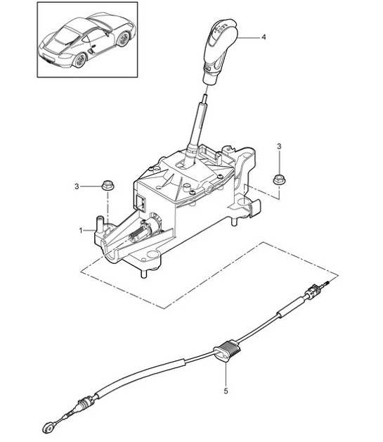 Diagram 701-001 Porsche 993 (911) C4 1994-97 Hand Lever System, Pedal Cluster 