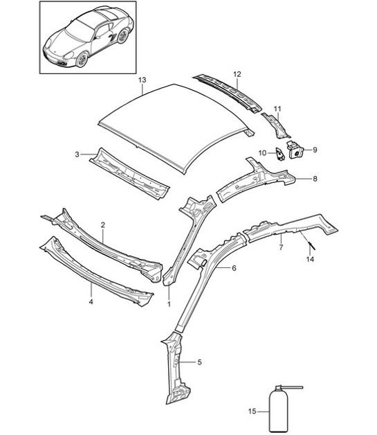 Diagram 801-045 Porsche Cayenne S V6 3.0L Híbrido 380 CV Carrocería
