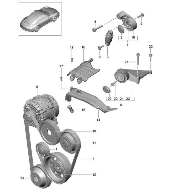 Diagram 101-010 Porsche Cayenne MK3 (958) 2010-2017 Motor