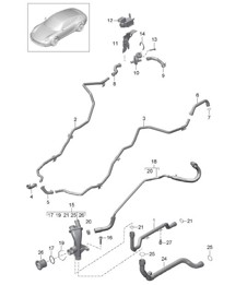 Junction / Water pipe / Coolant cooling system 991.1 2012-16