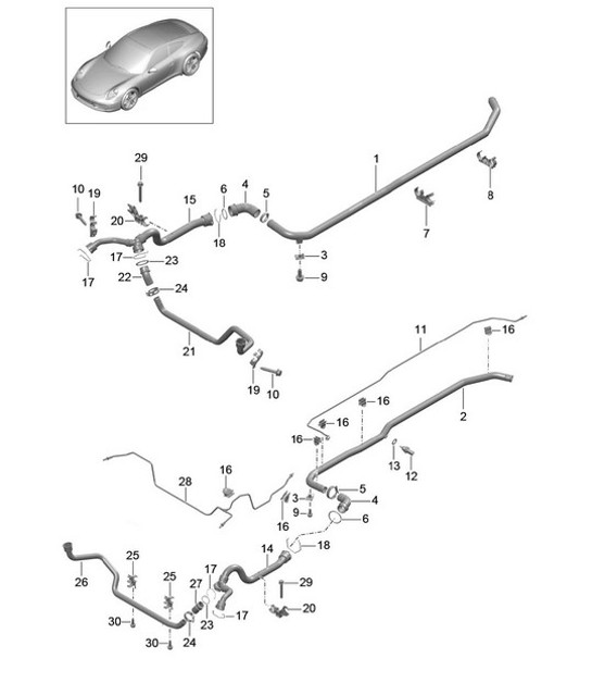 Diagram 105-010 Porsche Cayman 718 2.0L 手动档 (300Bhp) 引擎