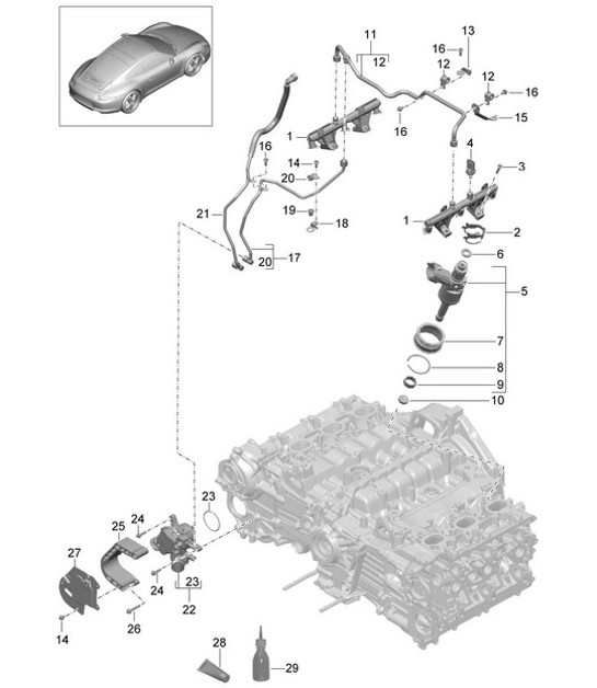 Diagram 107-005 Porsche 914 (1970-1976) Moteur