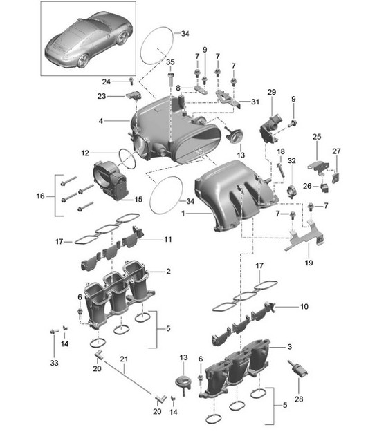 Diagram 107-012 Porsche 996 (911) (1997-2005) Moteur