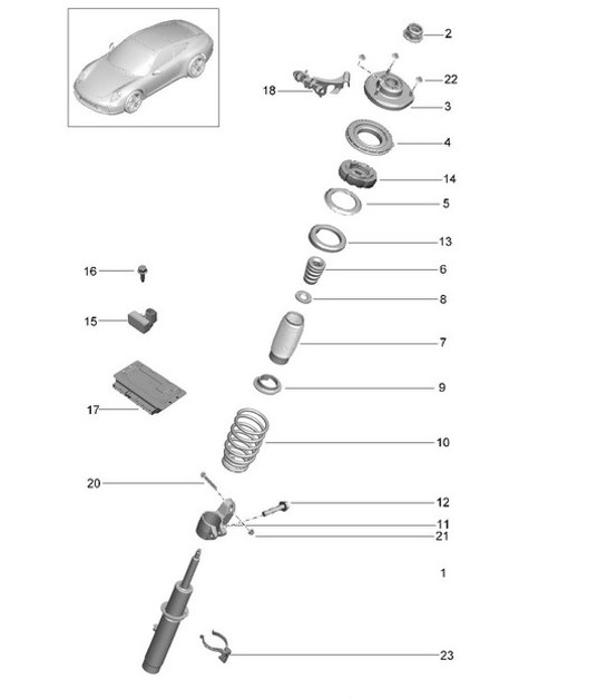 Diagram 402-000 Porsche 卡宴 9PA (955) 2003-2006 前轴、转向 