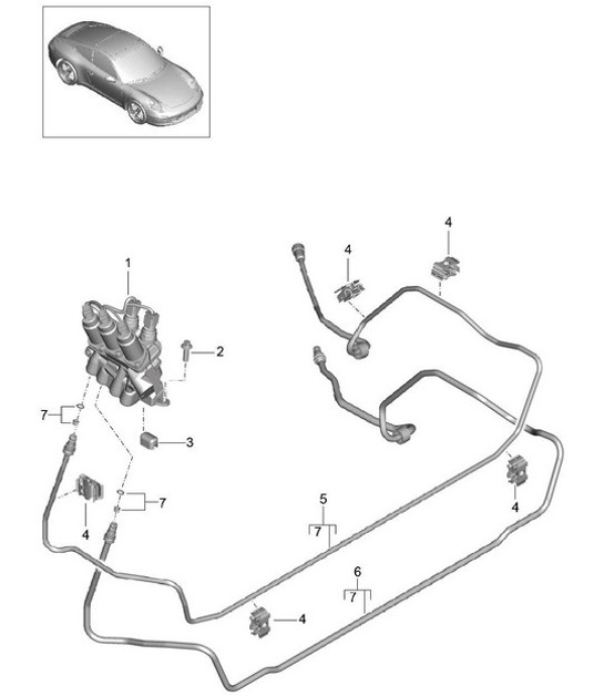 Diagram 402-020 Porsche Cayman S 3.4L 987C 2005-08 Assale anteriore, sterzo 