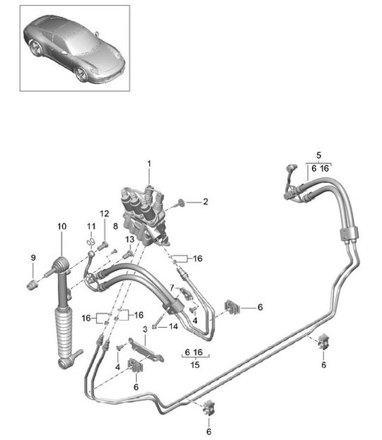 Diagram 402-030 Porsche 991 (911) MK1 2012-2016 Eje delantero, dirección 