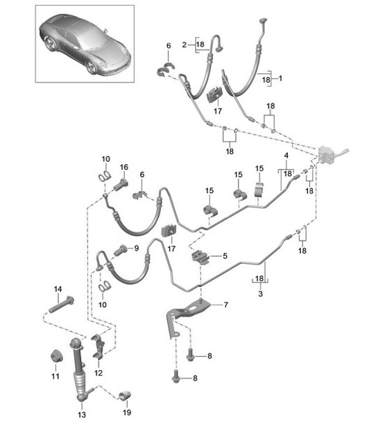Diagram 402-050 Porsche 964 (911) TURBO 3.6L 1991-93 Essieu avant, Direction 
