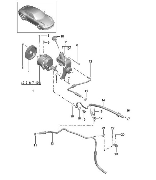 Diagram 402-060 Porsche Panamera Turbo V8 4.8L 前轴、转向 