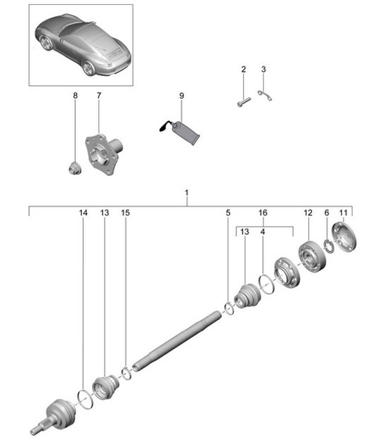 Diagram 501-005 Porsche 911/912 (1965-1989) Asse posteriore