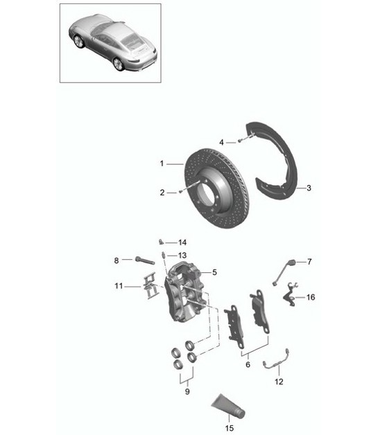 Diagram 603-001 Porsche Boxster 986/987/981 (1997-2016) Roues, Freins