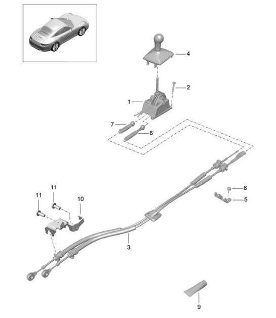Diagram 701-000 Porsche 993 (911) C2S 1994-97 Hand Lever System, Pedal Cluster 