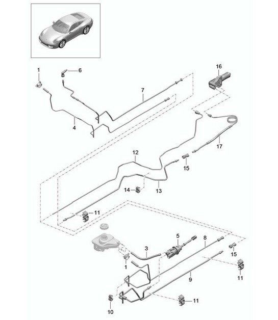 Diagram 702-008 Porsche 993 (911) (1994-1998) Système de levier manuel, groupe de pédales 
