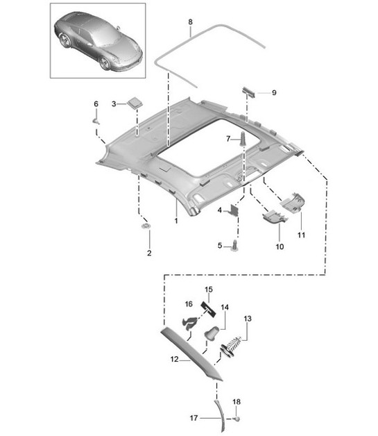 Diagram 807-050 Porsche 968 涡轮增压 S 3.0L 1993-94  车身