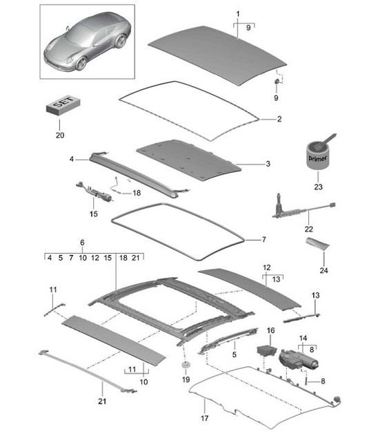 Diagram 811-000 Porsche 991 (911) MK1 2012-2016 Carrosserie