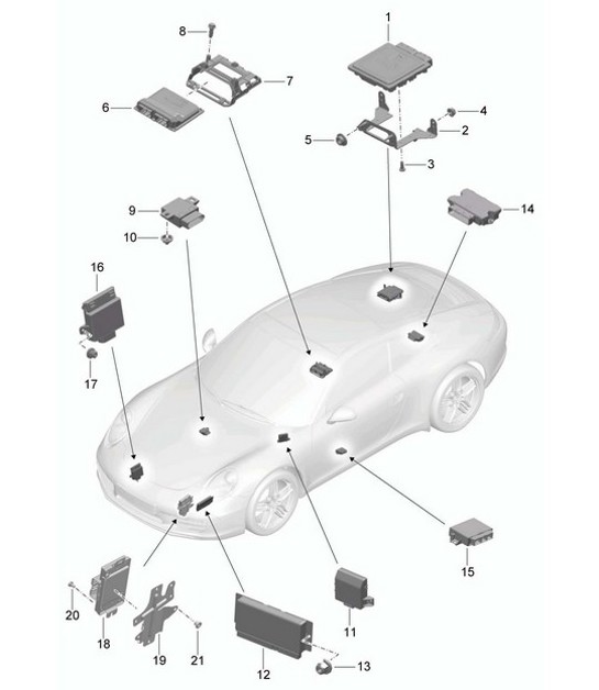 Diagram 901-003 Porsche 964（911）C4 1989-93年 电子设备