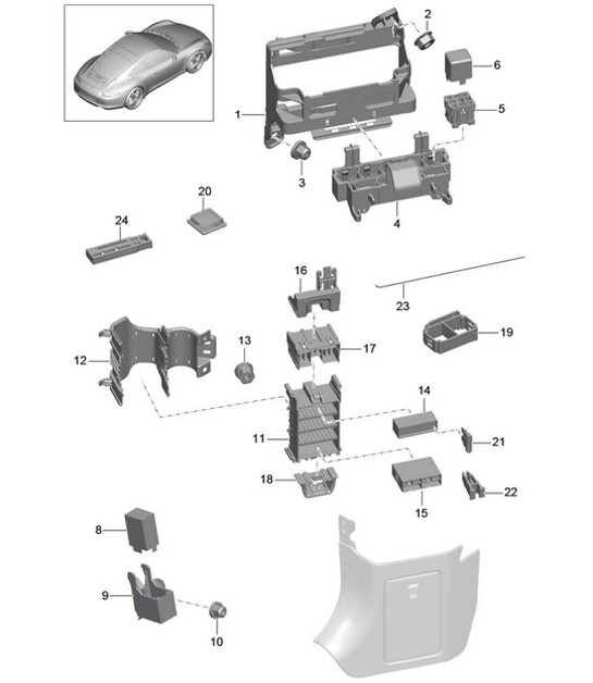 Diagram 902-000 Porsche 997 (911) MK1 2005-2008 Équipement électrique