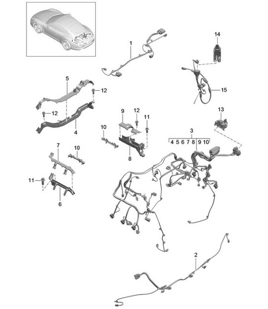 Diagram 902-020 Porsche Cayman 987C/981C (2005-2016) Materiale elettrico