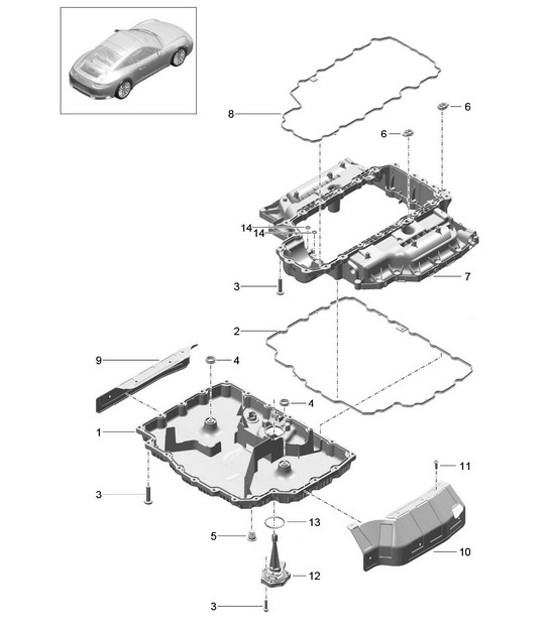Diagram 104-002 Porsche Boxster 986/987/981（1997 年 - 2016 年） 引擎