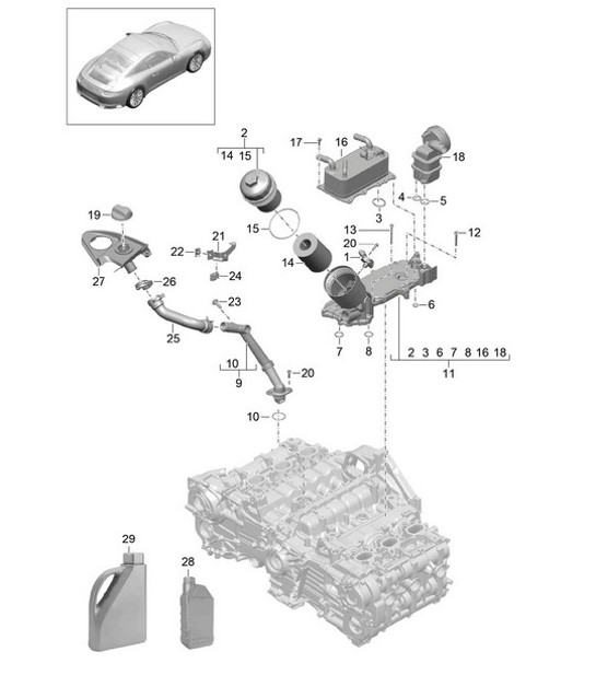 Diagram 104-005 Porsche Cayenne Turbo / Turbo S 4.8L 2007>> Motore