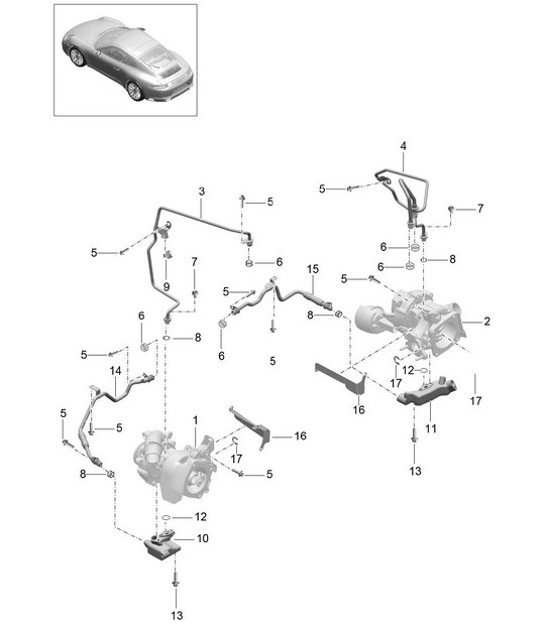 Diagram 202-005 Porsche 991 (911) MK2 (2016-2018) Brandstofsysteem, uitlaatsysteem