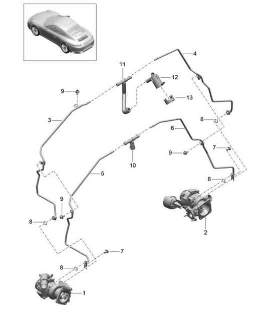 Diagram 202-007 Porsche Cayman 718 (982) 2017>> Sistema di alimentazione, sistema di scarico